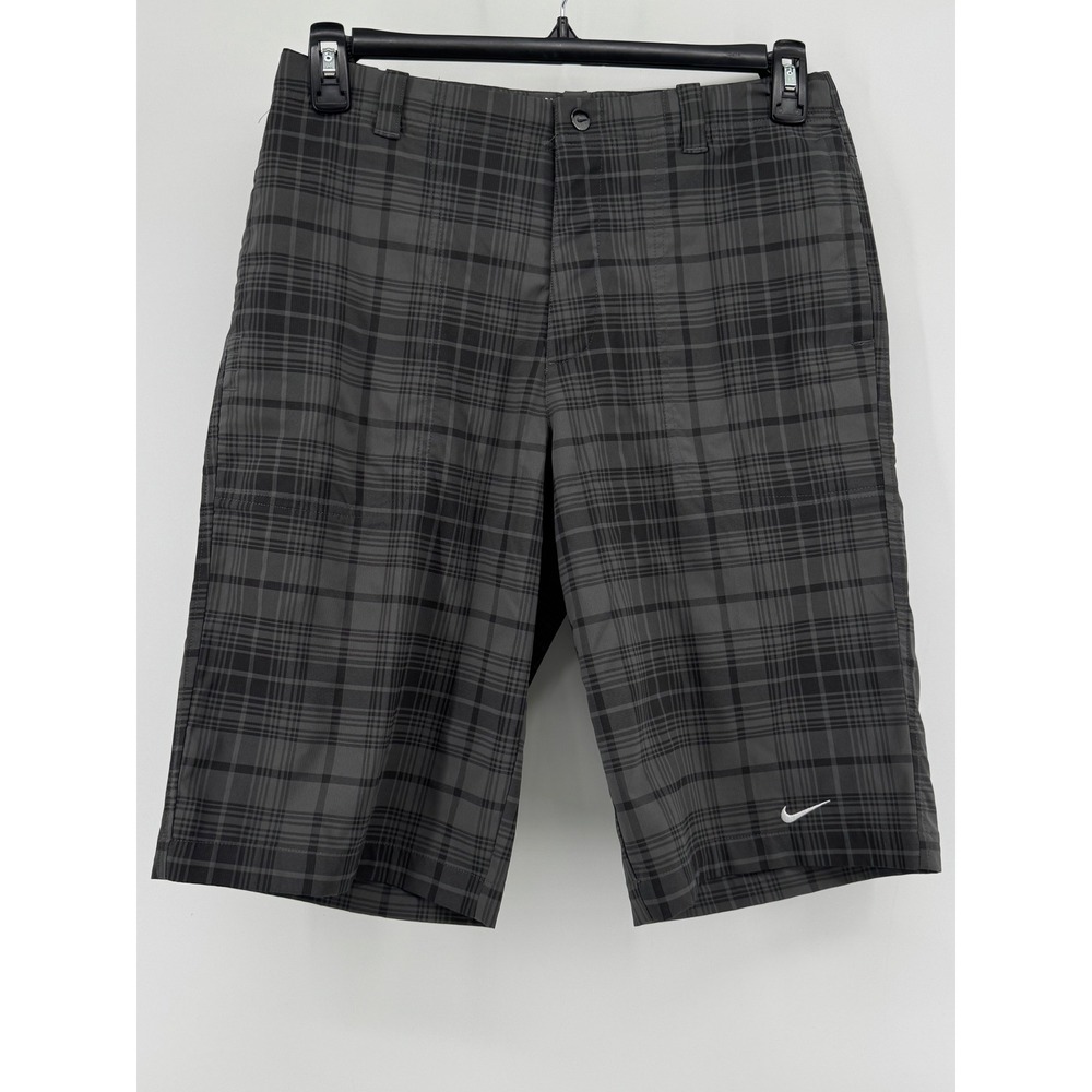 Nike Golf Shorts Mens XL Dark Grey Plaid‎ Dri-FIT Tour Performance Checkered